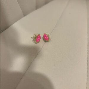 Kendra Scott pink glitter lip earrings